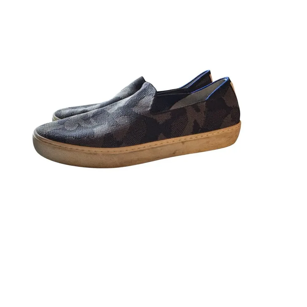 Rothy’s Camo Slip On Sneakers Women’s Size 9.5 Gray Black Knit Casual Shoes
